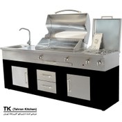 تصویر باربیکیو ۲۴۲ سانت کامل، بالا استیل کابین مشکی نما درب استیل عرض ۶۰ 