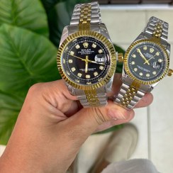 تصویر ست ساعت مچی رولکس دیت جاست مردانه و زنانه با بند استیل ضد زنگ 