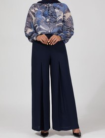 تصویر شلوار زنانه کرپ ازبالا گشاد پیلی دار مجلسی 10101 