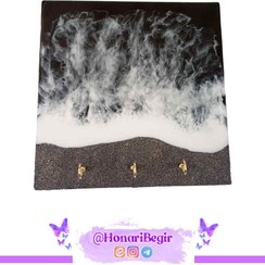 تصویر جاکلیدی دیواری رزینی دریای شب Night Sea Resin Wall Key Holder