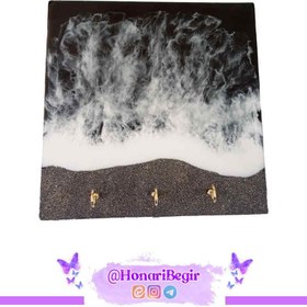 تصویر جاکلیدی دیواری رزینی دریای شب Night Sea Resin Wall Key Holder