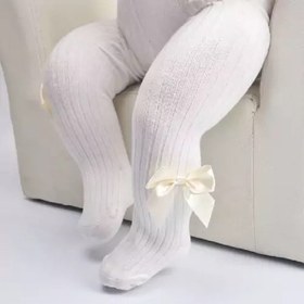 تصویر جوراب شلواری بچگانه کبریتی پاپیون دار سایز ۵۸ سانت 