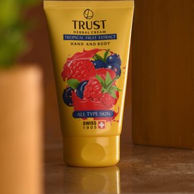 تصویر کرم دست و بدن میوه‌های استوایی شاداب کننده، نرم کننده تراست Tropical fruit hand and body cream refreshing, trusty conditioner