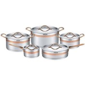 تصویر سرویس قابلمه استیل رزگلد عرشیا مدل SS762-3039 Arshia steel pot service model SS014-2767