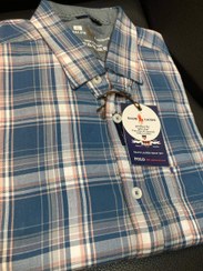 تصویر پیراهن آستین بلند نخ پنبه اعلا تک جیب طرح چهارخانه 