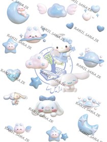 تصویر استیکر بدون برش طرح سانریو آبی سینامورول و کیتی 