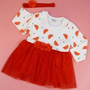 تصویر پیراهن یلدایی با هدبند آوینا پیراهن یلدایی دخترانه با هدبند آوینا