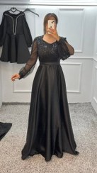 تصویر لباس مجلسی زنانه زارا مدل سولینا جنس ساتن و پولک سایز ۶ 