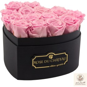 تصویر Pale Pink Eternal Roses in a Black Heart Box | کد: ZNB-1IW1 