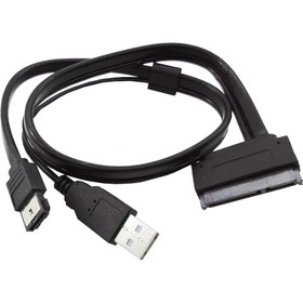 تصویر تبدیل ESATA+USB به پورت SATA ا SATA 22 Pin (7+15 pin) to USB2.0 and eSATA Adapter Cable SATA 22 Pin (7+15 pin) to USB2.0 and eSATA Adapter Cable