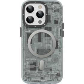 تصویر قاب iPhone 15promax برند یانگ کیت Futuristic Circuit Magsafe CX1 (مگ سیف ساپورت) 