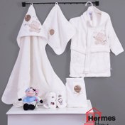 تصویر سرویس حوله نوزادی ۵ تیکه مادرکر MOTHERCARE مدل: BEAR BALLON KREM 