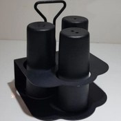 تصویر ست نمک فلفل پاش فلزی با استند 