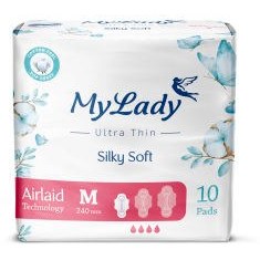 تصویر نواربهداشتی اولترا مدل به نرمی ابریشم سایز متوسط ۱۰عددی مای لیدی My Lady Ultra Silky Soft Meduim 10pcs