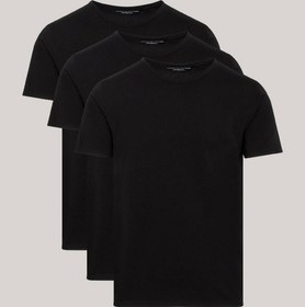 تصویر تی‌شرت‌های کشی ضروری مردانه بسته ۳ عددی، مشکی برند Tommy Hilfiger Men's 3-Pack Premium Essential Stretch T-Shirts, Black