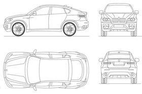 تصویر دانلود پروژه آماده اتوکد طرح دو بعدی ماشین بی ام و ایکس ۶ BMW X6 کد 87 