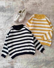 تصویر بافت راه راه دخترانه - زرد Baft