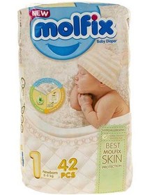 تصویر پوشک مولفیکس سایز 1 بسته 42 عددی (با دستمال مرطوب) ا Molfix diaper size 1 (with wipes) Molfix diaper size 1 (with wipes)