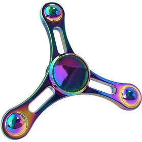 تصویر اسپینر فلزی سه پره ای شیاردار رنگین کمانی Fidget Spinner Metal Rainbow Groov 