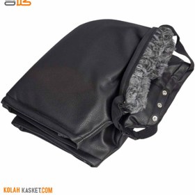 تصویر دستکش روی فرمان موتور سیکلت چرم زمستانی Winter leather motorcycle steering wheel gloves