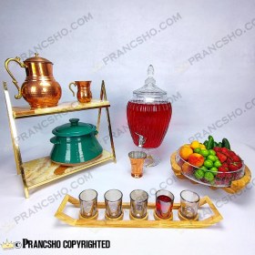 تصویر کلمن شیشه ای پایه چوبی طرح پینار شیشه الماسی (ترک دار) 