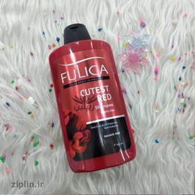 تصویر شامپو سر فاقد سولفات فولیکا مناسب موهای تناژ قرمز Fulica hair color stabilizing shampoo, model CUTEST RED