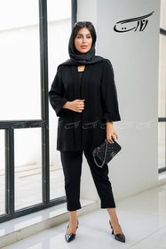 تصویر مانتو شالدار مشکی 