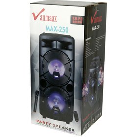 تصویر اسپیکر چمدانی بلوتوثی رم و فلش خور Vanmaax MAX-250 + میکروفون و ریموت کنترل ا Vanmaax MAX-250 Wireless Speaker Vanmaax MAX-250 Wireless Speaker