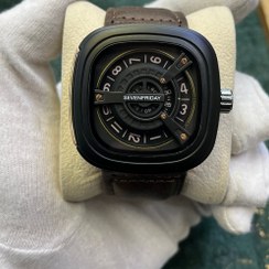 تصویر ساعت طرح سون فرایدی کنتوری چهارگوش - قهوه ای / رز Seven-Friday square counter design watch
