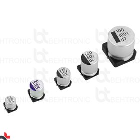 تصویر خازن SMD الکترولیت 100 میکروفاراد 35 ولت 100uF / 35V SMD Electrolytic Capacitor