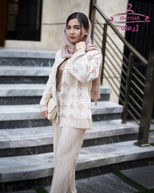 تصویر کت سوزن دوزی مدل پلیسه جنس لینن Needlework coat