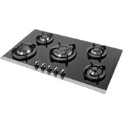 تصویر اجاق گاز شیشه ای اخوان مدل ونوس V8 مشکی Akhavan V8 Glass Gas Stove Black