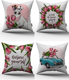 تصویر ست کاور بالشت پرتابی ۴ تکه - ۴۳ در ۴۳ سانتیمتر - ۰۵۱ برند cango home 4-Piece Throw Pillow Cover Set - 43X43 cm - 051