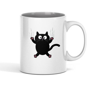 تصویر ماگ سرامیکی طرح گربه کد 16 - ساده Cat mug code 16