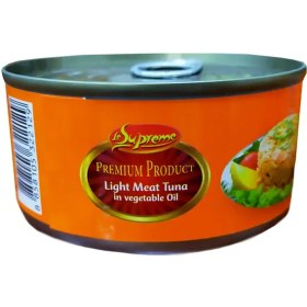 تصویر تن ماهی قوطی 185 گرم لی سوپرمی le supreme با روغن گل آفتاب گردان مدل white meat tune Le Supreme White Meat Tuna in Sunflower Oil 185gr