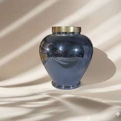 تصویر گلدان شیشه ای لبه طلایی مدل ژیوار سایز 1 