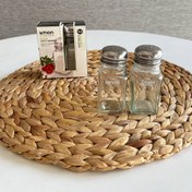 تصویر نمکدان چهارگوش شیشه ای دو عددی درب استیل لیمون کد 2053 