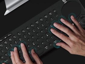 تصویر کیبورد بی سیم با تاچ پد انگلیسی گرین Green Dual Mode Portable Wireless Keyboard with Touch Pad 