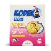 تصویر کاندوم تاخیری و تحریک کننده کدکس مدل الترا نوبل ساده بسته 3 عددی Kodex Nach Condom Nobel Ultra Sexual Delay 3pcs