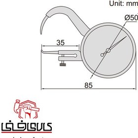 تصویر ضخامت سنج ساعتی 1 سانتی متری اینسایز مدل 10-2866 THICKNESS GAGE WITH POINTED TIPS