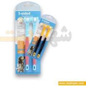 تصویر مسواک سه بعدی سگ و گربه Three Sided Pet Toothbrush