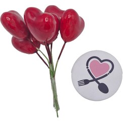 تصویر قلب تزئینی قرمز براق بسته 5 عددی | دکور ولنتاین، تم عاشقانه و یلدا 