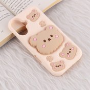 تصویر قاب آیفون 16 خرسی بیسکوییتی پاپ سوکت دار 
