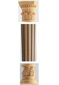 تصویر ستون کامل نیم گرد چوبی بدنه ام دی اف ارتفاع ۲ متر 