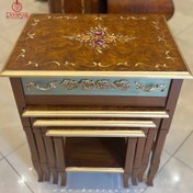 تصویر میز عسلی 4 تیکه کشوخور پایه صاف نقاشی برنزخور M027 