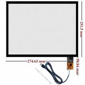 تصویر تاچ خازنی 15.1 اینچ با درایور ILI2511 قابلیت اتصال با 6 پین I2C و USB و RS232 مدل STC-15191 