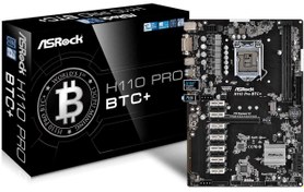 تصویر مادربرد ازراک +H110 Pro BTC نو آکبند Asrock H110 Pro BTC+ DDR4 LGA 1151 Motherboard