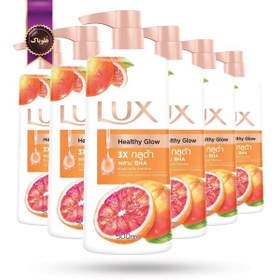 تصویر 6 عدد شامپو بدن آبرسان و روشن کننده گریپ فروت لوکس Lux Healthy Glow حجم 500 میلی لیتر (اورجینال) 