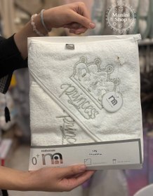 تصویر حوله تک دورپیچ به همراه لیف برند Mother care - پرنسس 