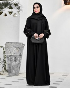 تصویر مانتو عبایی زنانه کرپ مشکی سایز ۳۸ تا ۶۰ 